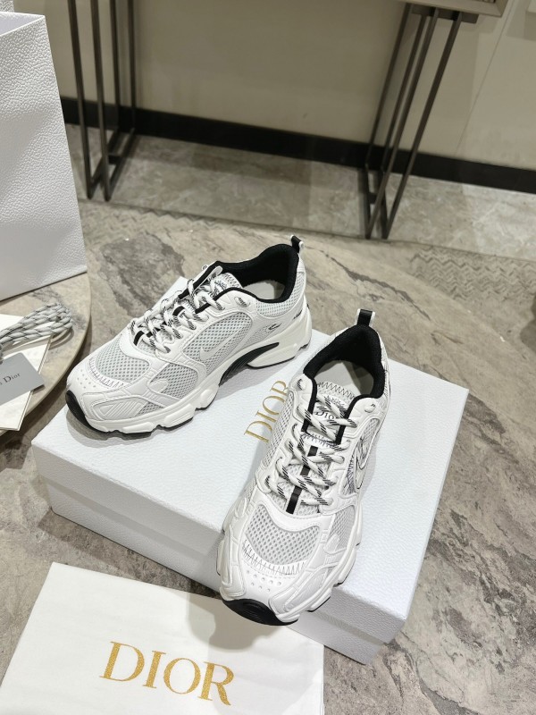 2025 Women Dior White Black Mesh Leather Sneakers KFY00370