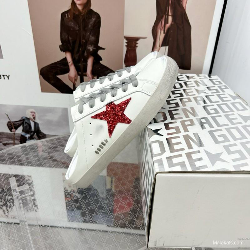 2025 Women GGDB White Red Leather Sneakers