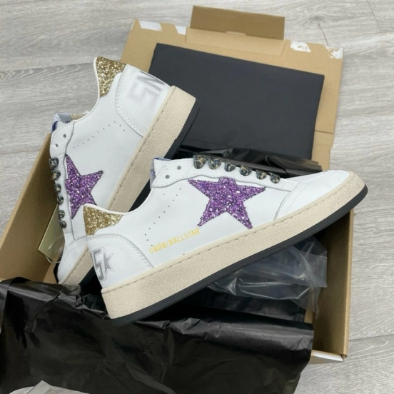 2024 Unisex GGDB White Purple Gold Leather Suede Sneakers MJ00260