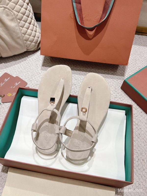 2025 Women LP Beige Suede Sandals LY00360