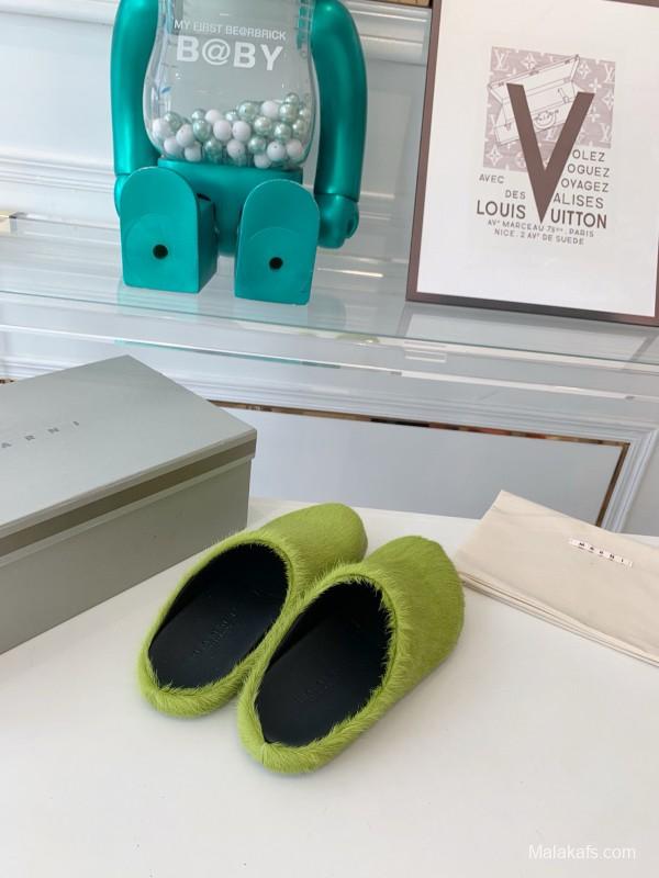 2024 Slippers Marni Green Horsehair Slippers