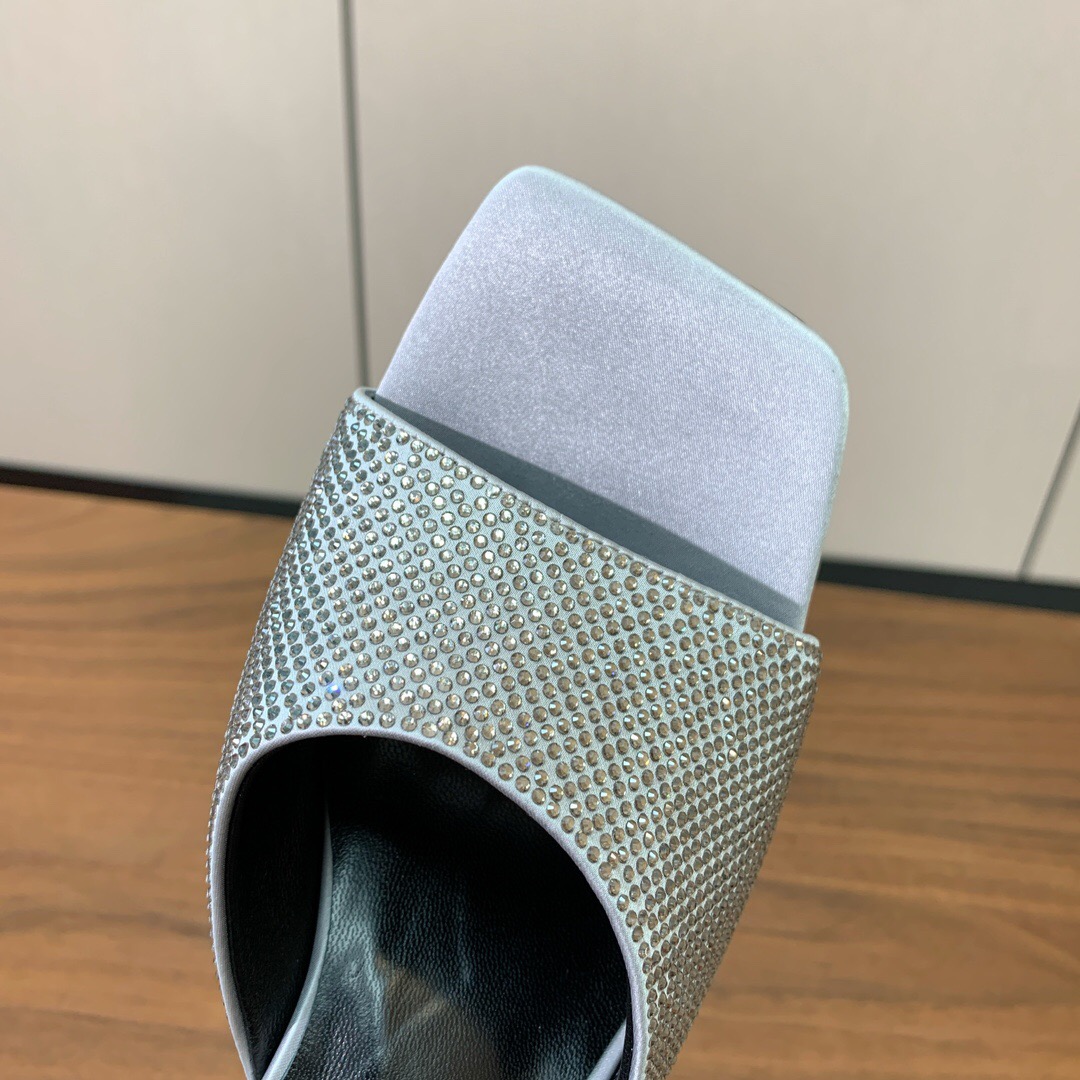 2025 Women VERSACE Silver Leather Slippers
