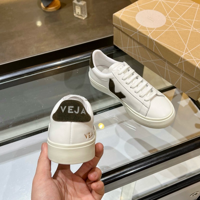 2025 Unisex VEJA White Black Leather Canvas Vulcanized Sneakers MJ00240