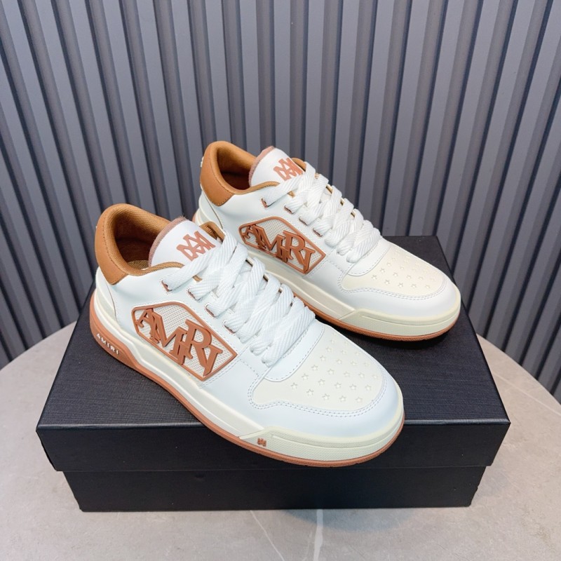 2025 Unisex Amiri White Brown Leather Sneakers MJ00360