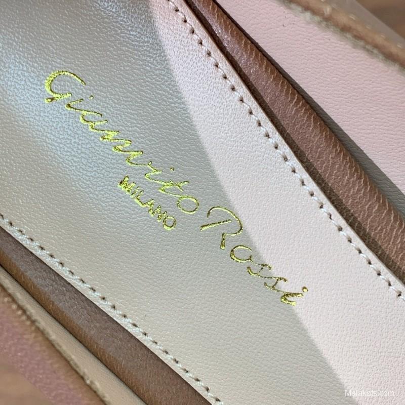 2025 Women Gianvito Rossi Pink Leather Buckle Pumps KFY00300