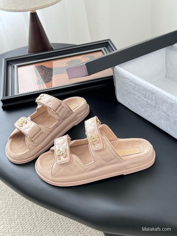 2025 Women Chanel Beige Leather Sandals LY00310