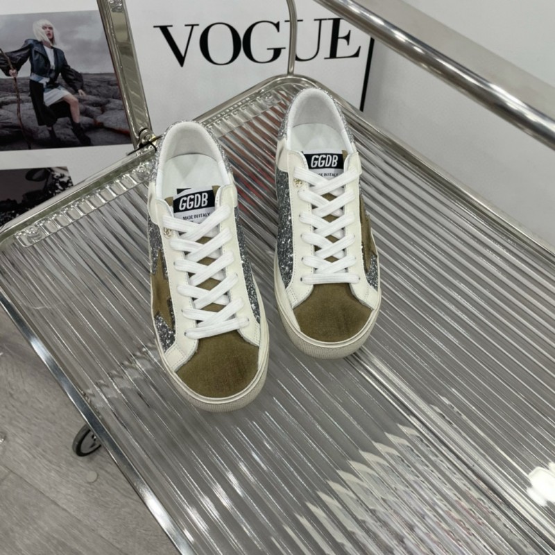 2025 Women GGDB Silver White Suede Leather Sneakers