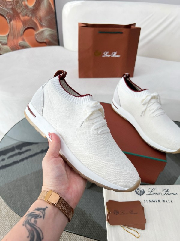 2024 Men Le Parmentier White Wool Blend Knit Sneakers MJ00330