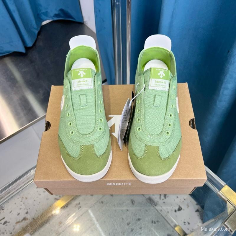 2024 Unisex DESCENTE  green canvas sneakers MJ00280