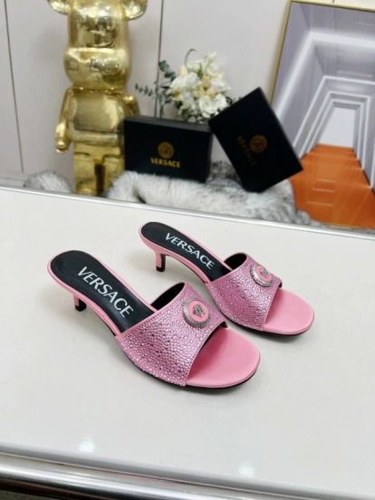 2025 Women VERSACE Pink Leather Sandals MJ00230