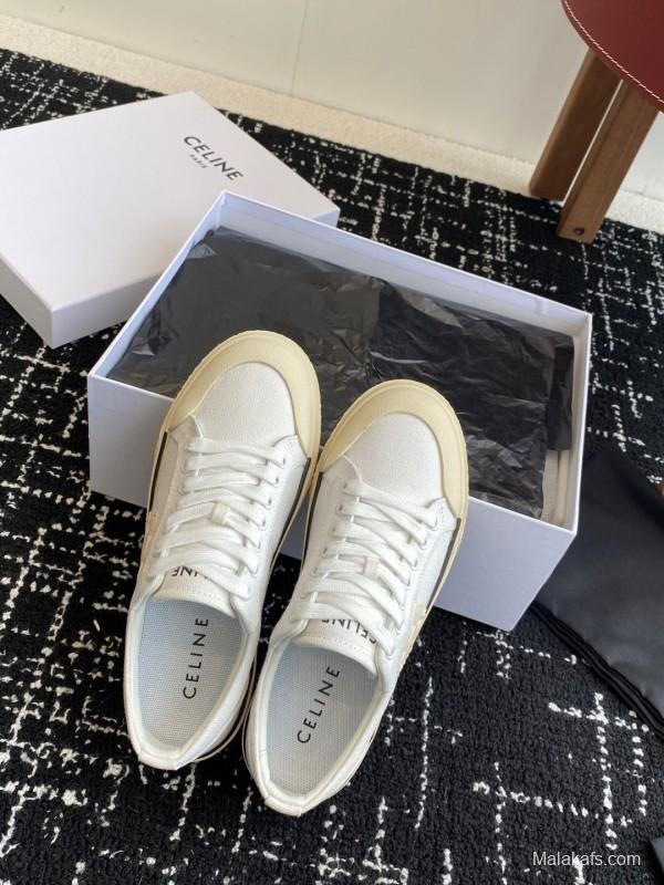 2025 Women Celine White Canvas Sneakers KFY00285