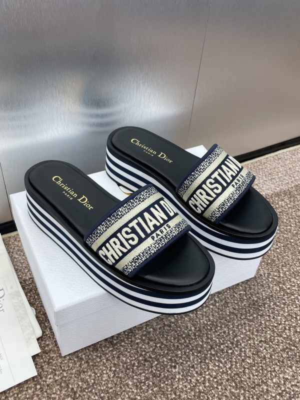2025 Slippers Dior Black Canvas Slippers