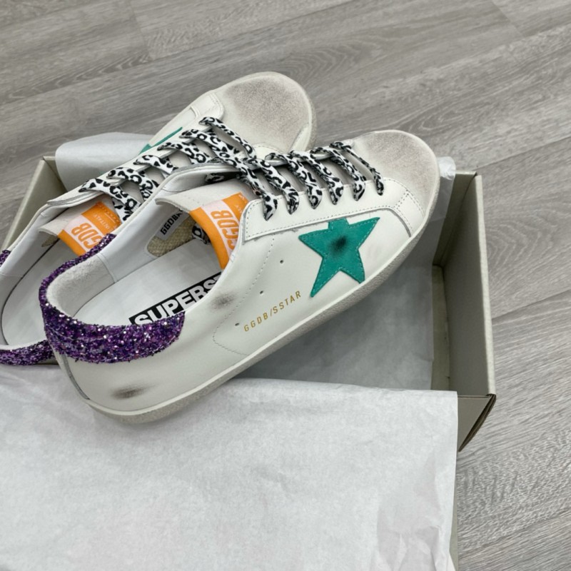 2025 Women GGDB White Green Suede Leather Sneakers
