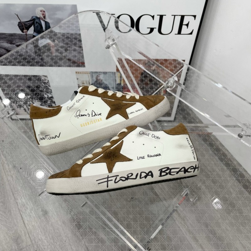 2025 Unisex GGDB White Brown Calf Leather Sneakers