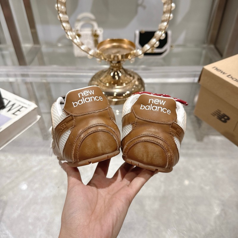 2025 Women Miumiu Brown White Leather Mesh Sneakers