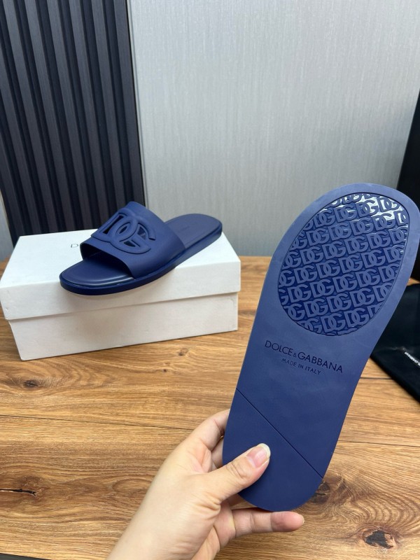 2025 Slippers Dolce & Gabbana Blue Rubber Slippers