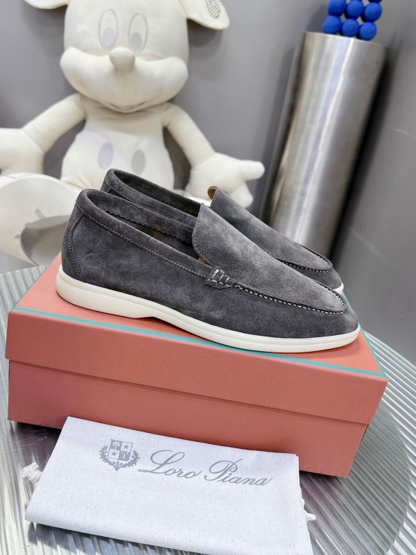 2025 Unisex Philipp Plein Gray Suede Loafers Soft Rubber Sole LY00260