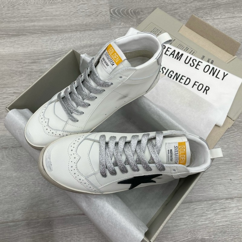 2024 Women GGDB White Black Leather Mid Star High Top Sneakers MJ00300