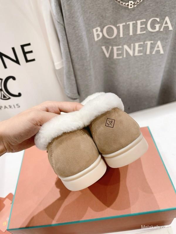 2024 Women Le Parmentier Beige Suede Shearling Loafers