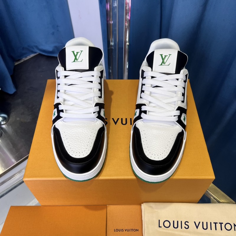 2025 Unisex Louis Vuitton White Black Green Leather Trainer