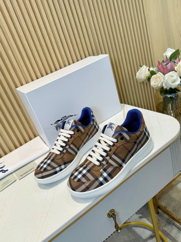 2024 Men Burberry Brown Black White Canvas Casual Sneakers MJ00320