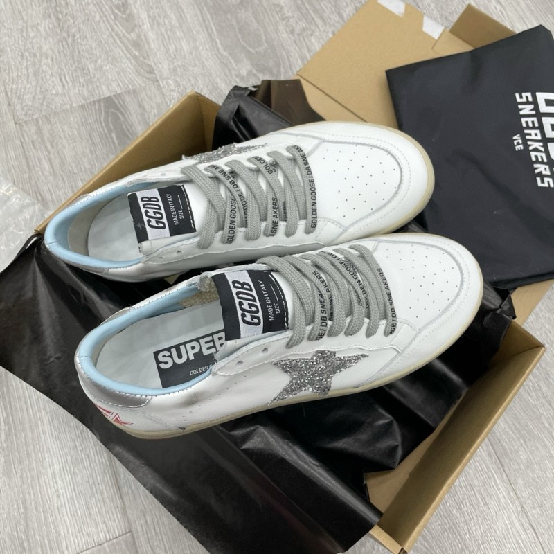 2024 Unisex GGDB White Silver Leather Sneakers MJ00260
