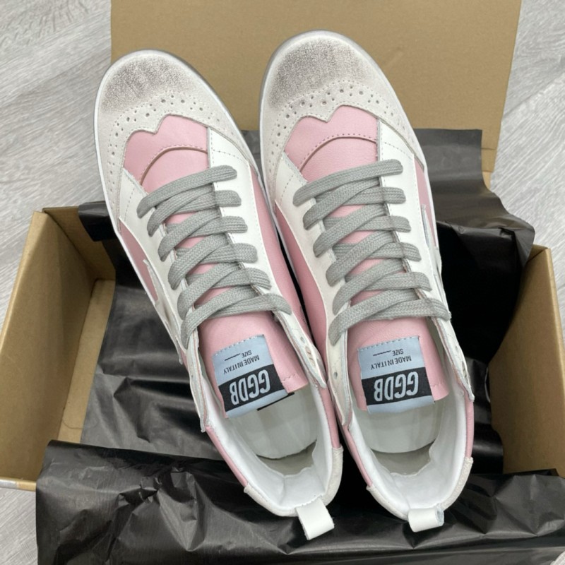 2024 Women GGDB Pink White Leather High Top Sneakers MJ00300
