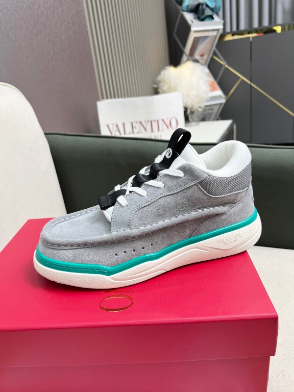 2025 Unisex Valentino Grey White Green Leather Mesh Sneakers LY00390
