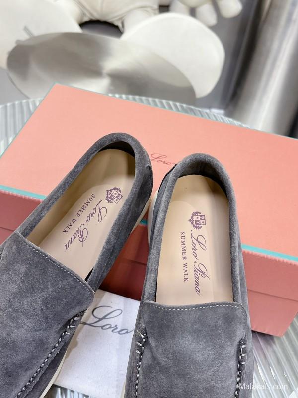 2025 Unisex Philipp Plein Gray Suede Loafers Soft Rubber Sole LY00260