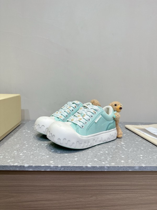 2025 Women 13DE MARZO Light Blue White Canvas Leather Casual Shoe KFY00280