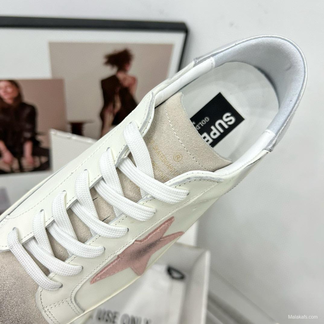 2025 Women GGDB White Pink Leather Sneakers