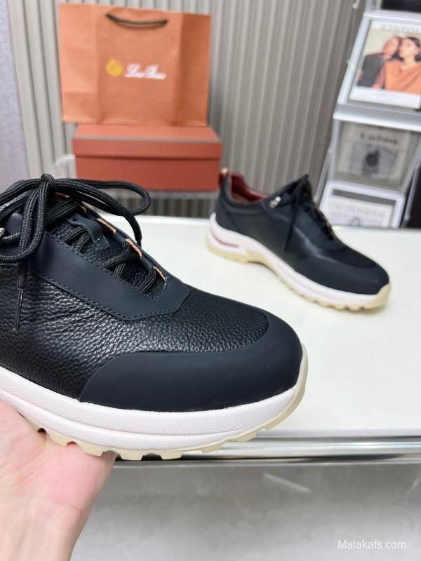 2024 Men Le Parmentier Black Leather Silk Outdoor Casual Hiking Shoes MJ00350