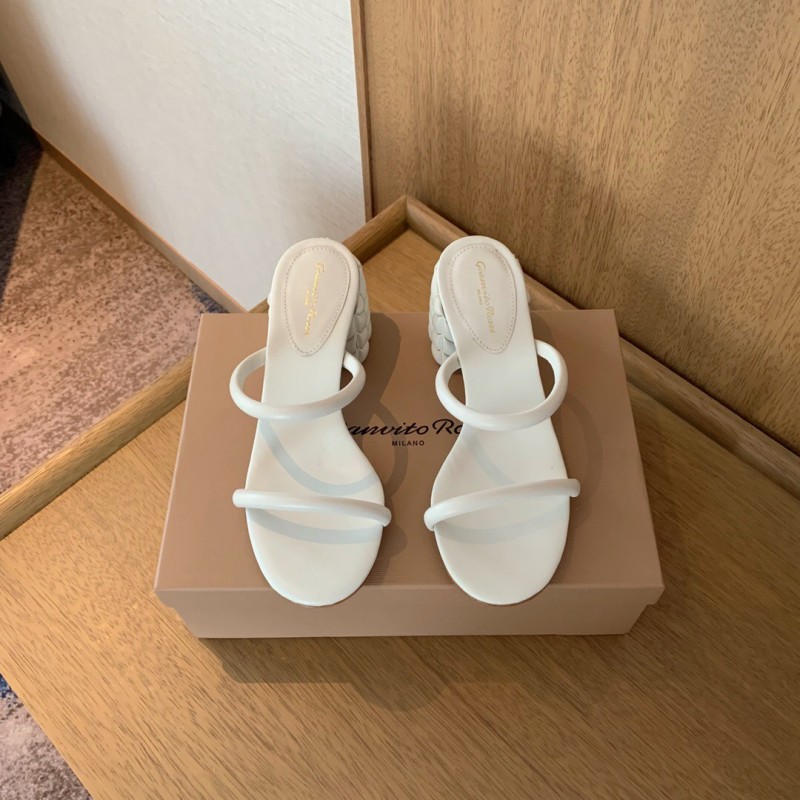 2025 Women Gianvito Rossi White Leather Sandals