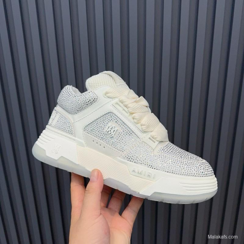 2024 Unisex Amiri White Mesh Leather Sneakers MJ00410