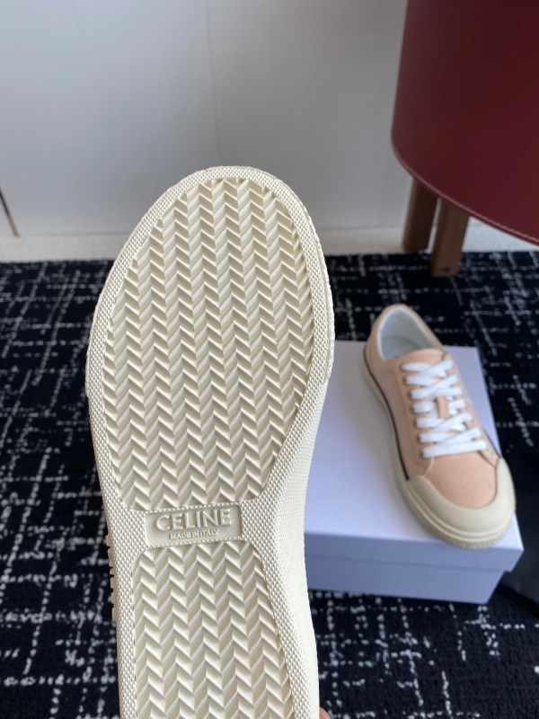 2025 Women Celine Pink Canvas Leather Sneakers