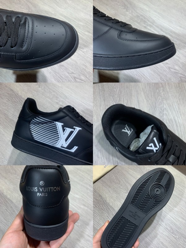 2024 Unisex Louis Vuitton Black Leather Sneakers High Frequency Brand Totem MJ00380