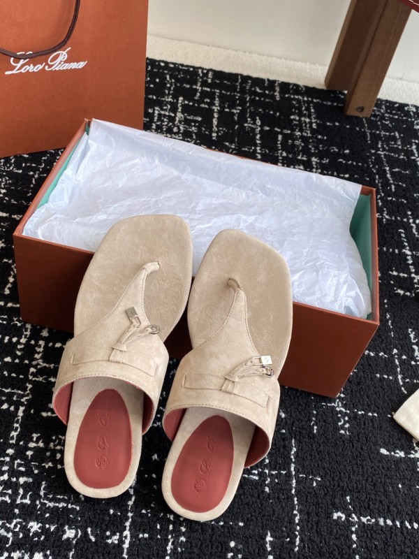 2025 Women Le Parmentier Beige Suede Slippers KFY00280