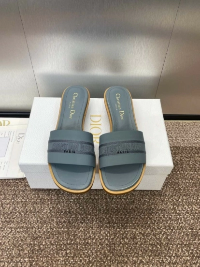 2025 Slippers Dior Gray Fabric Slippers