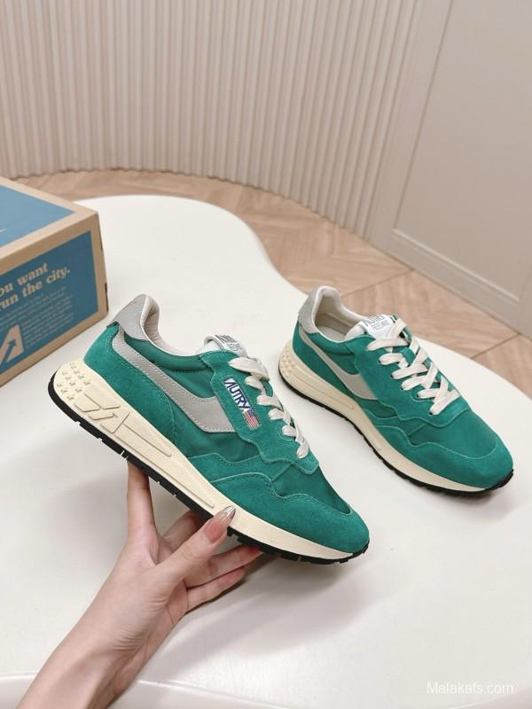 2024 Men Autry green beige suede mesh sneakers 
