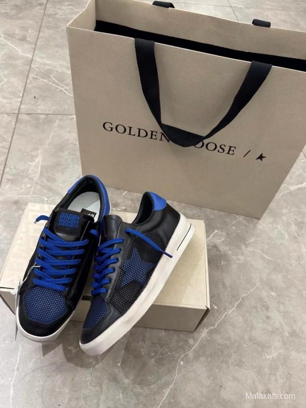 2024 Unisex GGDB Black Blue Leather Mesh Low Top Sneakers MJ00260