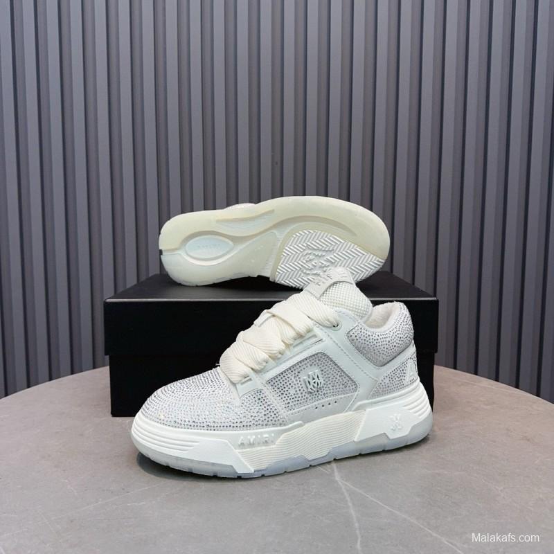 2024 Unisex Amiri White Mesh Leather Sneakers MJ00410