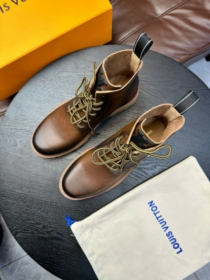 2024 Men Louis Vuitton Brown Calf Leather Boots MJ00440