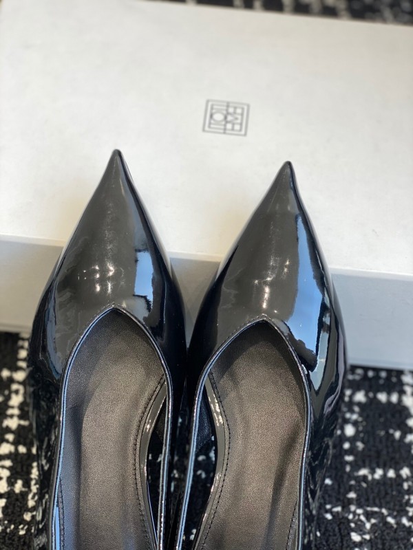 2025 Women Toteme Black Patent Leather Slingback Pumps