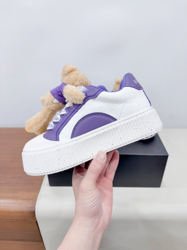 2025 Women 13DE MARZO Purple Leather Casual Shoes 3D Bear Toy KFY00330