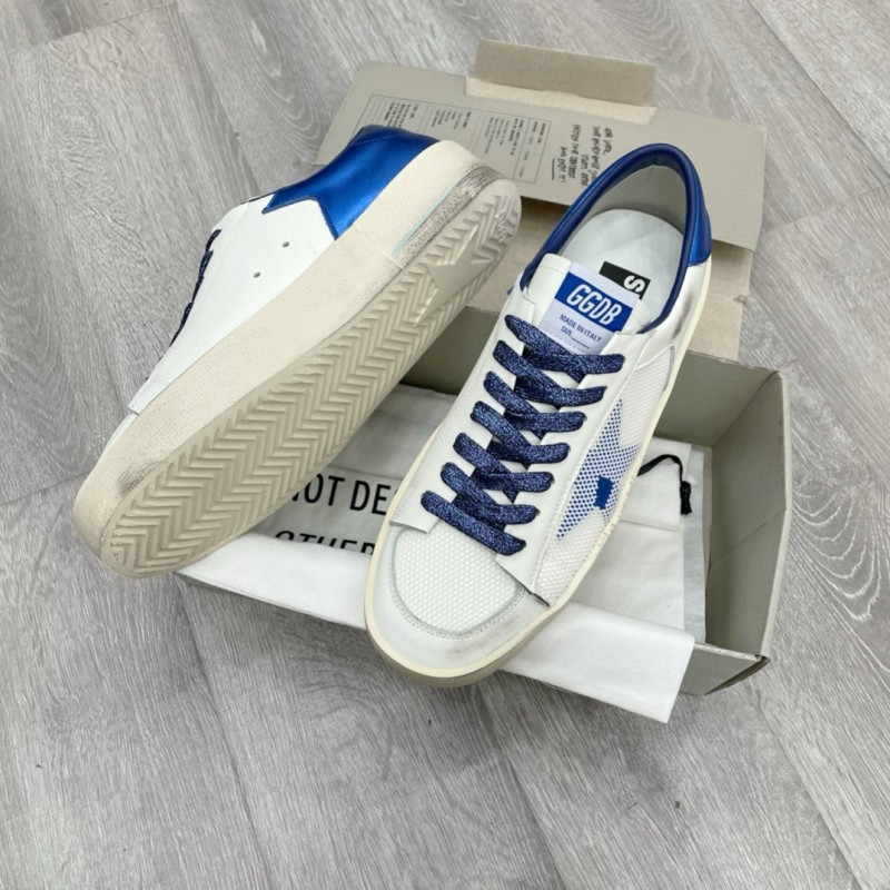 2024 Unisex GGDB White Blue Leather Sneakers STARDAN