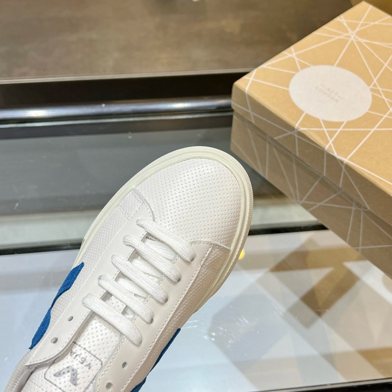 2025 Unisex VEJA White Blue Leather Canvas Sneakers MJ00240