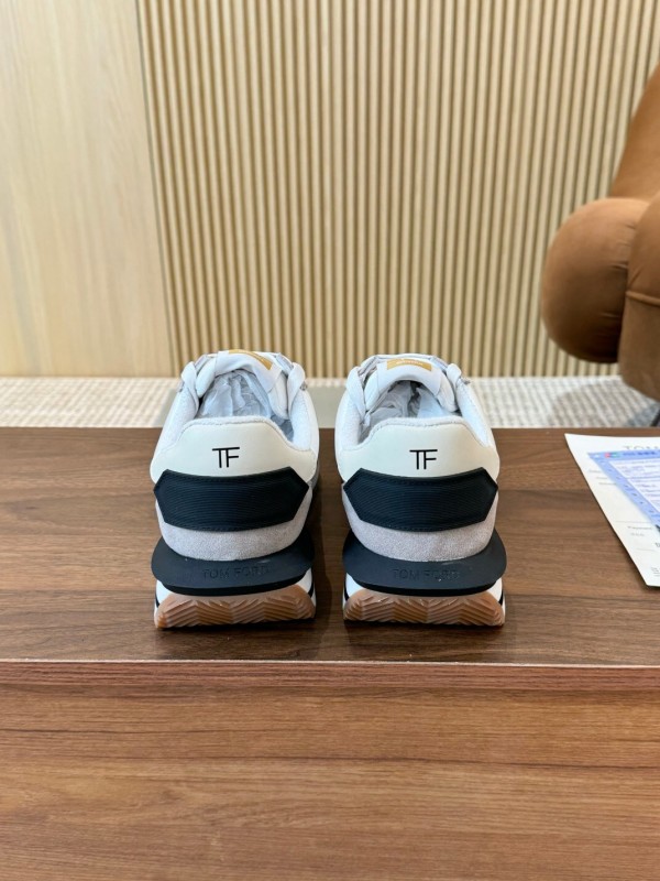 2025 Women TOM FORD White Grey Suede Leather Sneakers LY00360