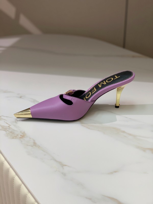 2025 Women TOM FORD Purple Gold Leather Mules