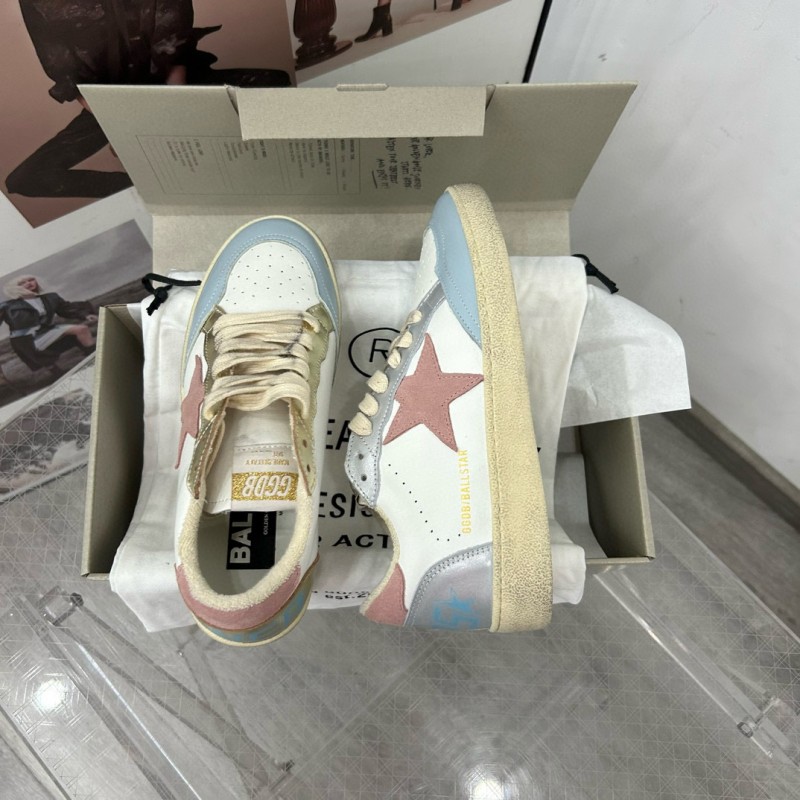 2024 Unisex GGDB White Light Blue Pink Leather Low Top Sneakers MJ00260