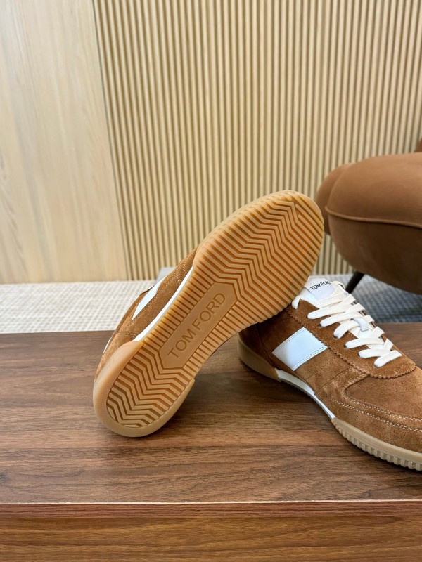 2025 Men TOM FORD Brown White Suede Leather Casual Shoes LY00360